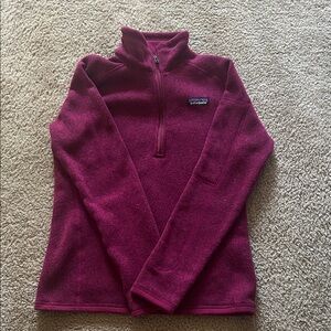 Patagonia Quarter-Zip Fleece Pullover Maroon Burgundy Lightweight Hiking Sweater